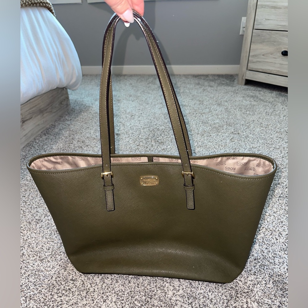 Michael Kors Olive Green Tote Bag
